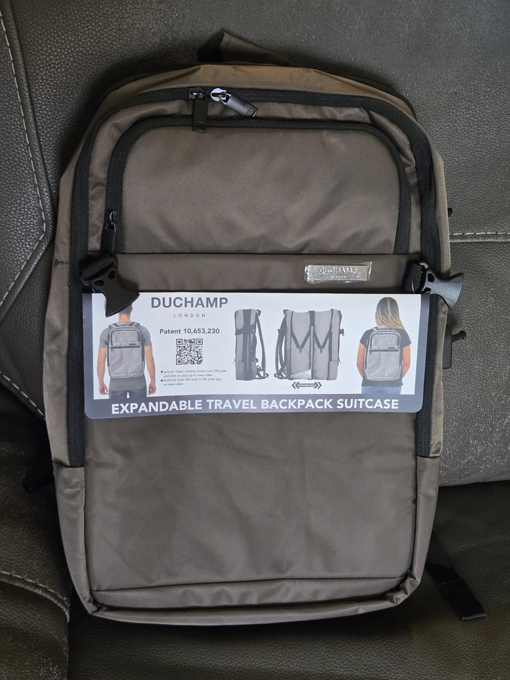 Duchamp Expandable Travel Backpack/ Suitcase with laptop pocket and USB.